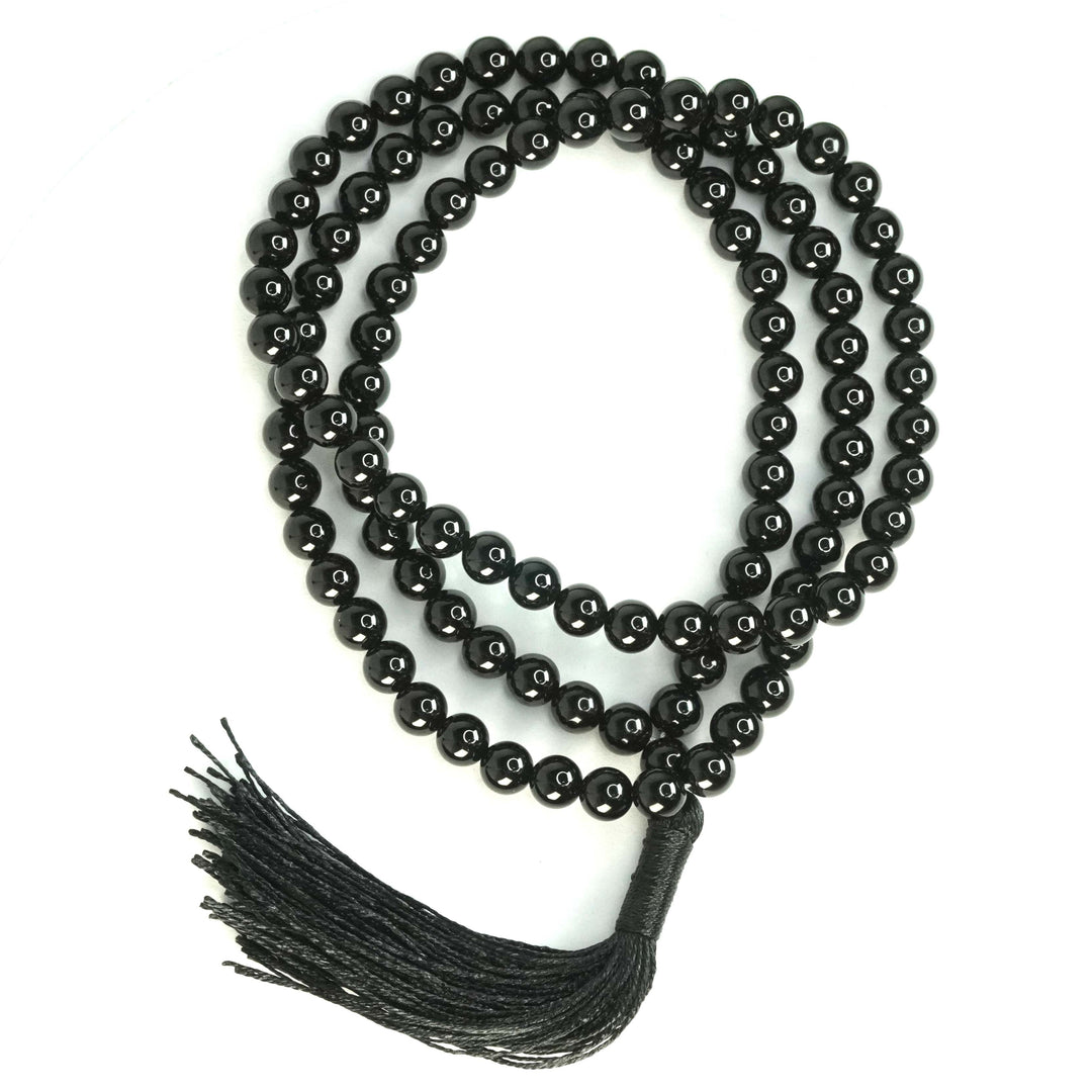 Black Onyx Japamala: Concentration - Round Plain Beads 8mm