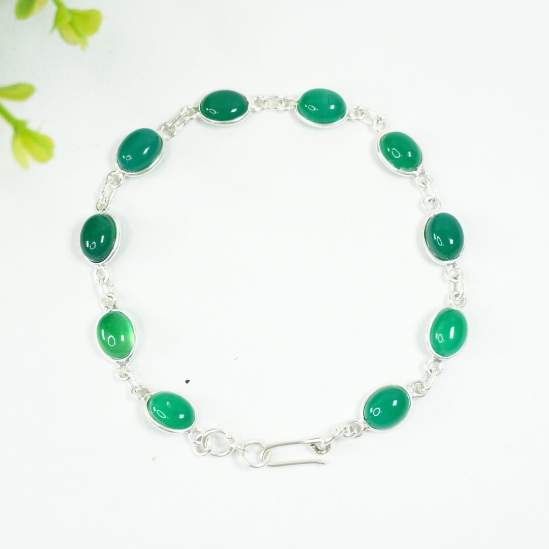 Onyx Green Silver Bracelet