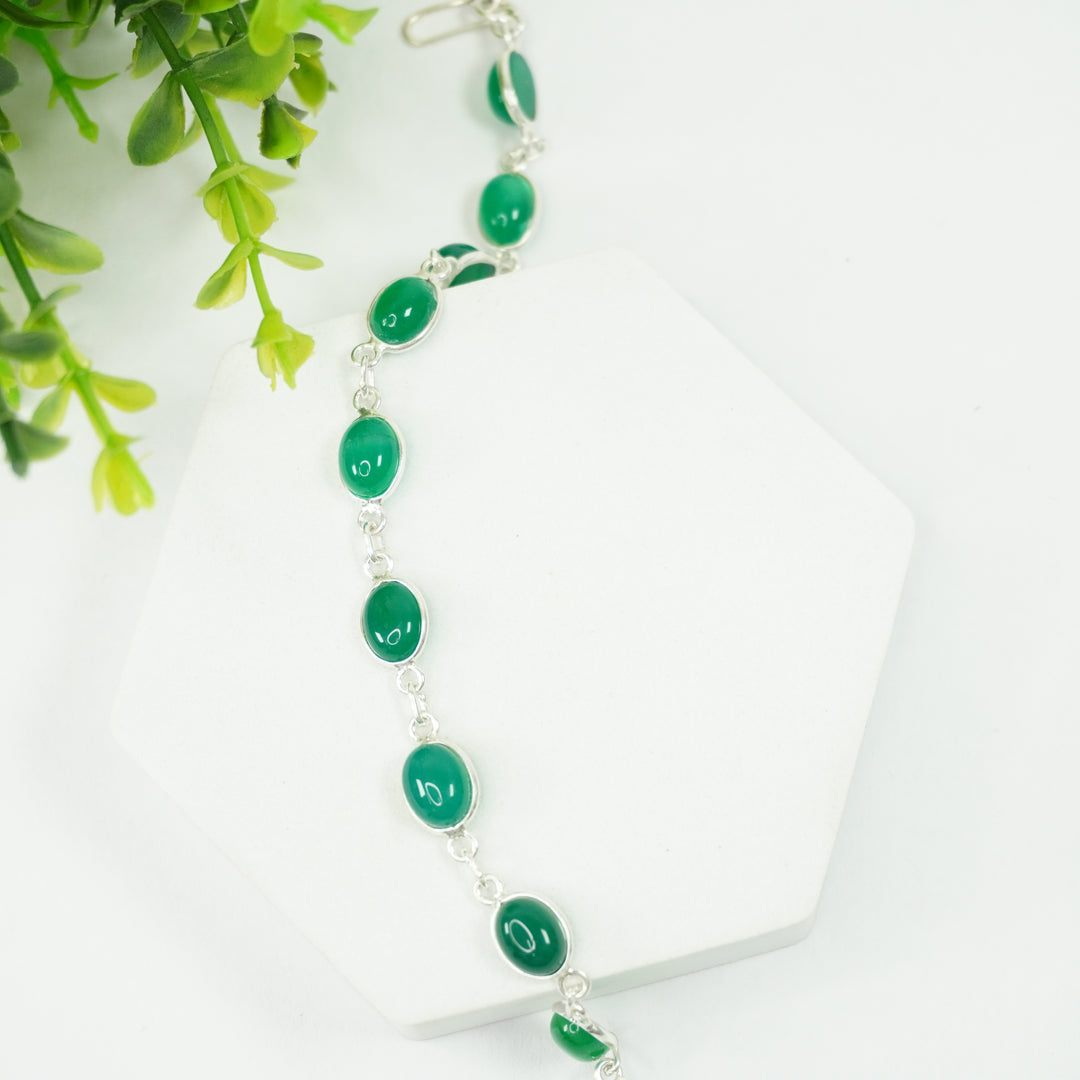 Onyx Green Silver Bracelet