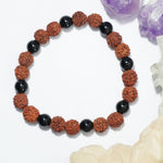 Load image into Gallery viewer, Black Onyx with Rudraksh Beads Bracelet 8mm
