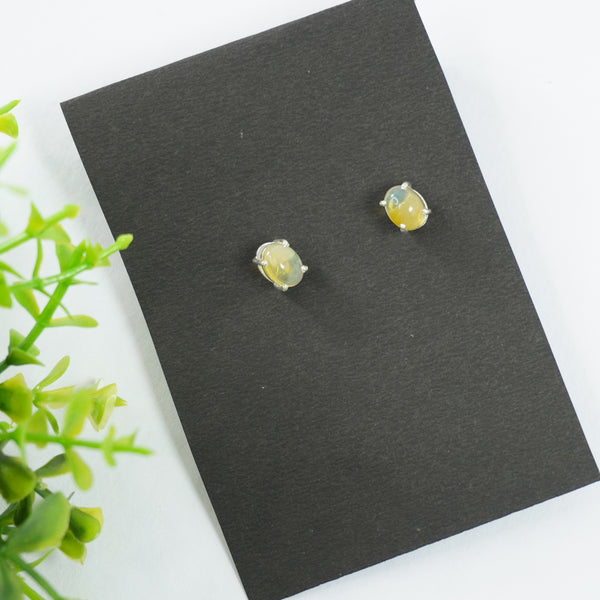 Opal Silver Earrings : Small Oval - Love Rocks