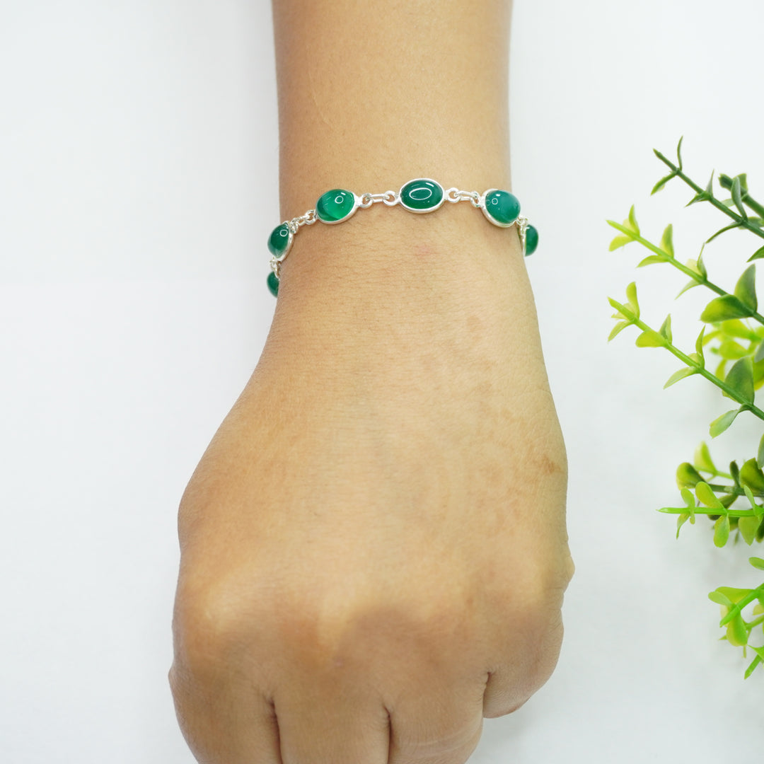 Onyx Green Silver Bracelet