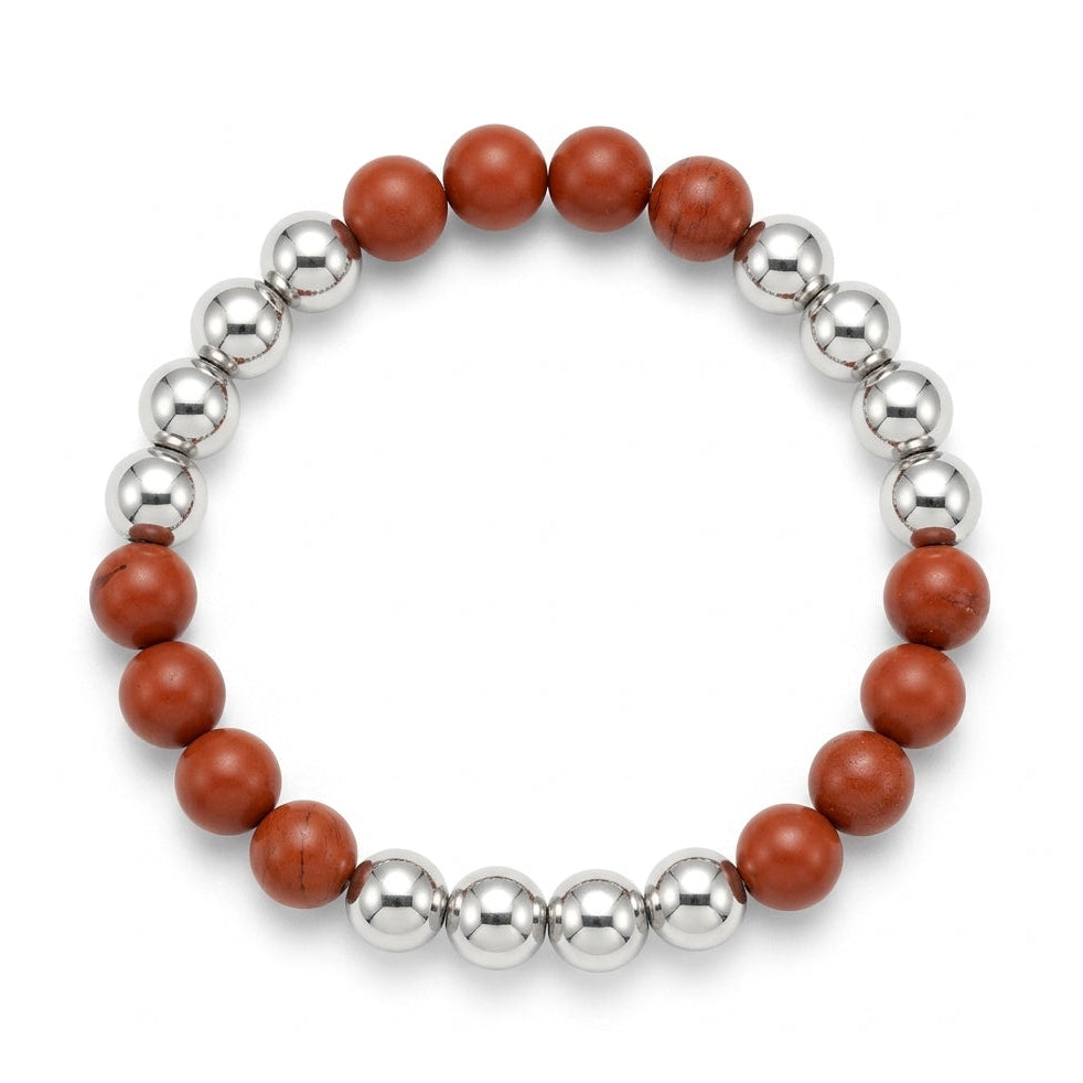 Royal Warrior Bracelet – PBKS Jersey Edition (Red Jasper & Silver Pyrite)