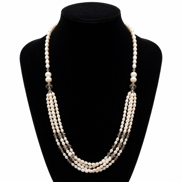 Pearl with smoky quartz necklace