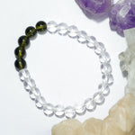 Load image into Gallery viewer, Phenakite and Moldavite Bracelet: Meditation Awareness - Round Beads 8mm
