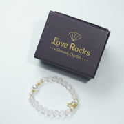 Rose Quartz & Pearls Bracelet: Butterfly Charm