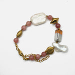 Load image into Gallery viewer, Pink Tourmaline Bracelet: Pearl and Conch Charm
