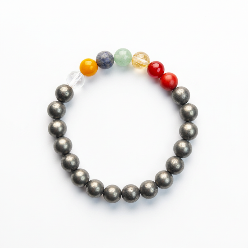 Pyrite 7 Chakra Healing Bracelet for Abundance & Confidence