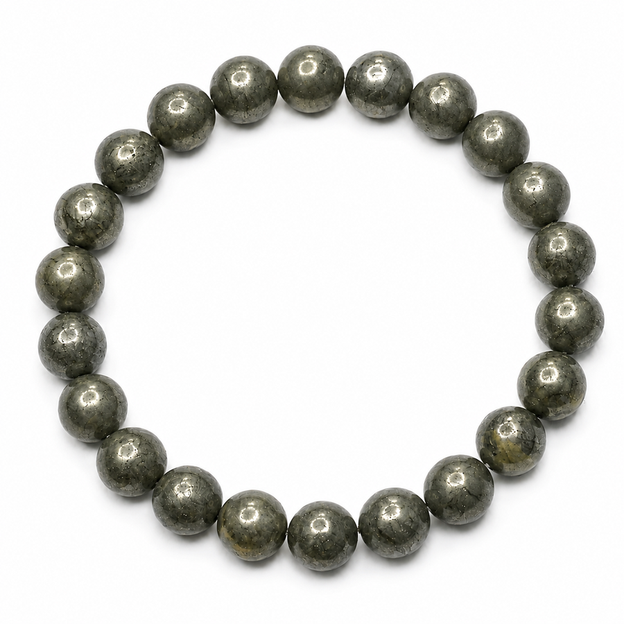 Pyrite Bracelet: Round Beads 8mm
