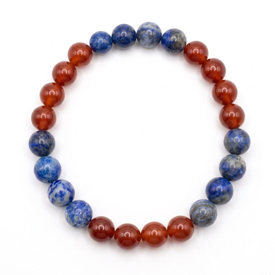 Royal Energy Bracelet – RCB Jersey Edition (Lapis Lazuli & Red Carnelian)