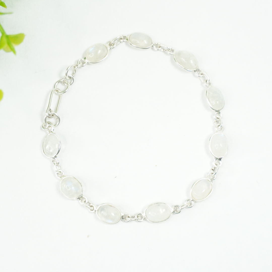 Rainbow Moonstone Silver Bracelet