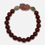 Load image into Gallery viewer, Red Agate &amp; Strawberry Quartz Pixiu Bracelet : Specialty design attracts luck, wealth &amp; love.
