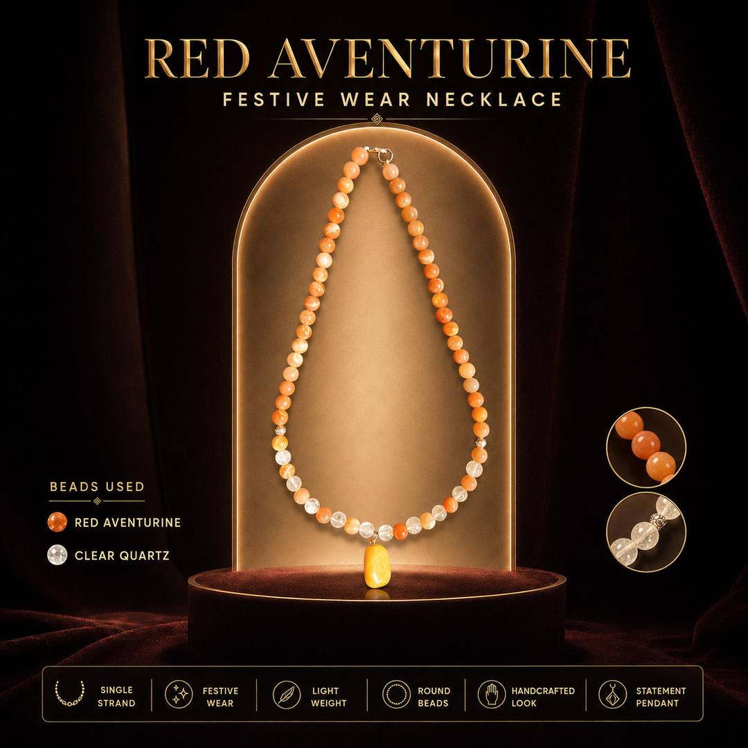 Red Aventurine Festive Wear Necklace