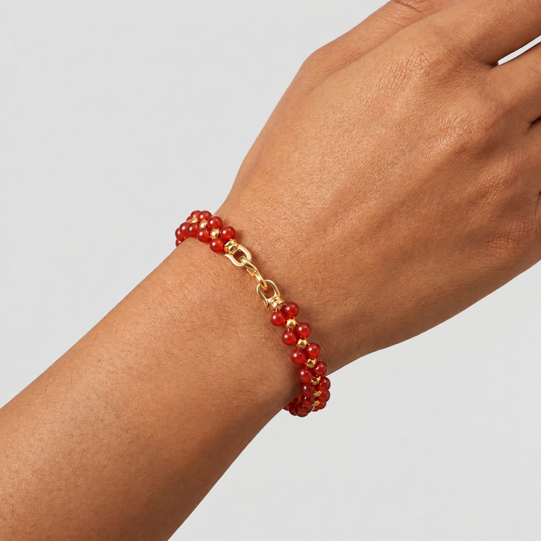 Red Carnelian Bracelet: Quad Pattern