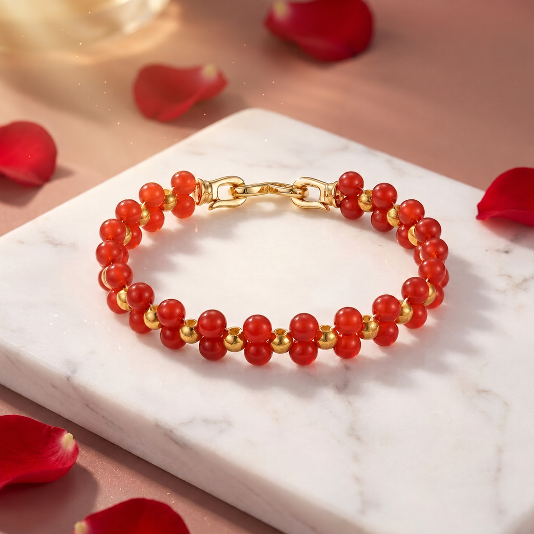 Red Carnelian Bracelet: Quad Pattern
