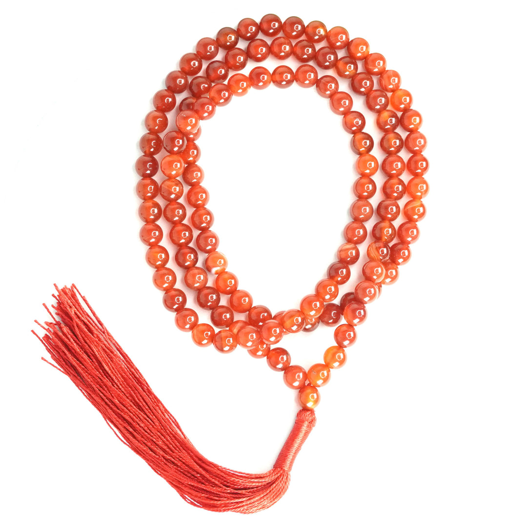 Red Carnelian Japamala: Creativity - Round Plain Beads 8mm