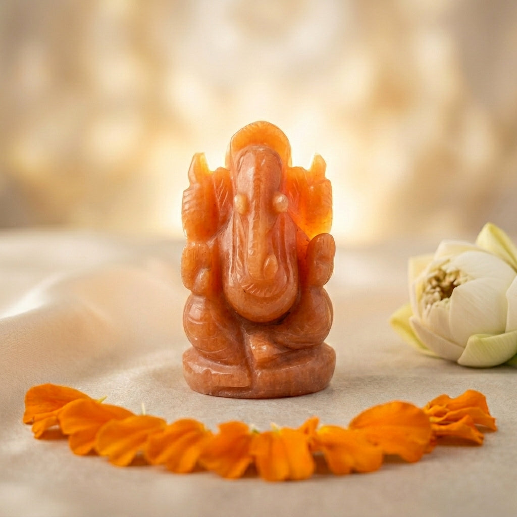 Red Jade Ganesha Idol 