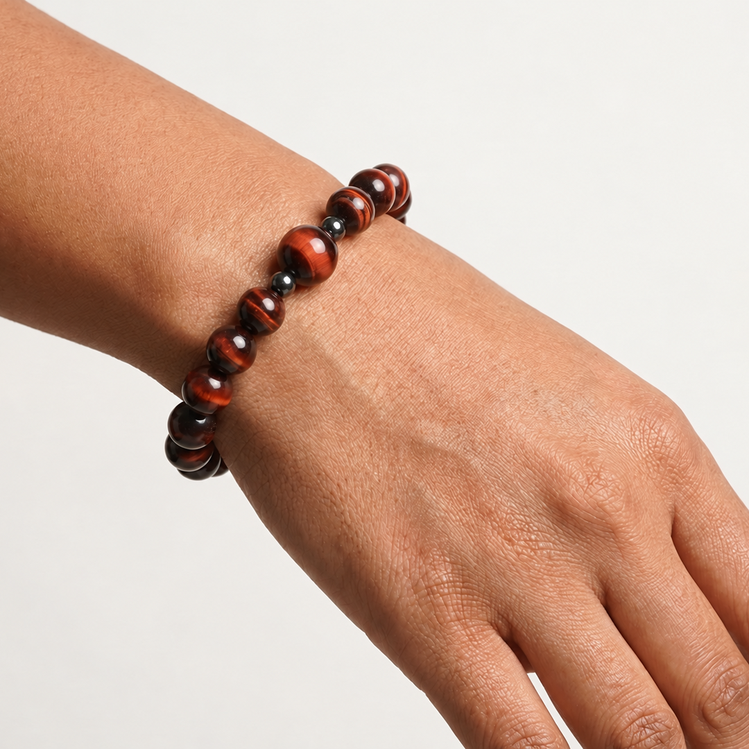 Red Tiger's Eye Bracelet: 8+12 mm