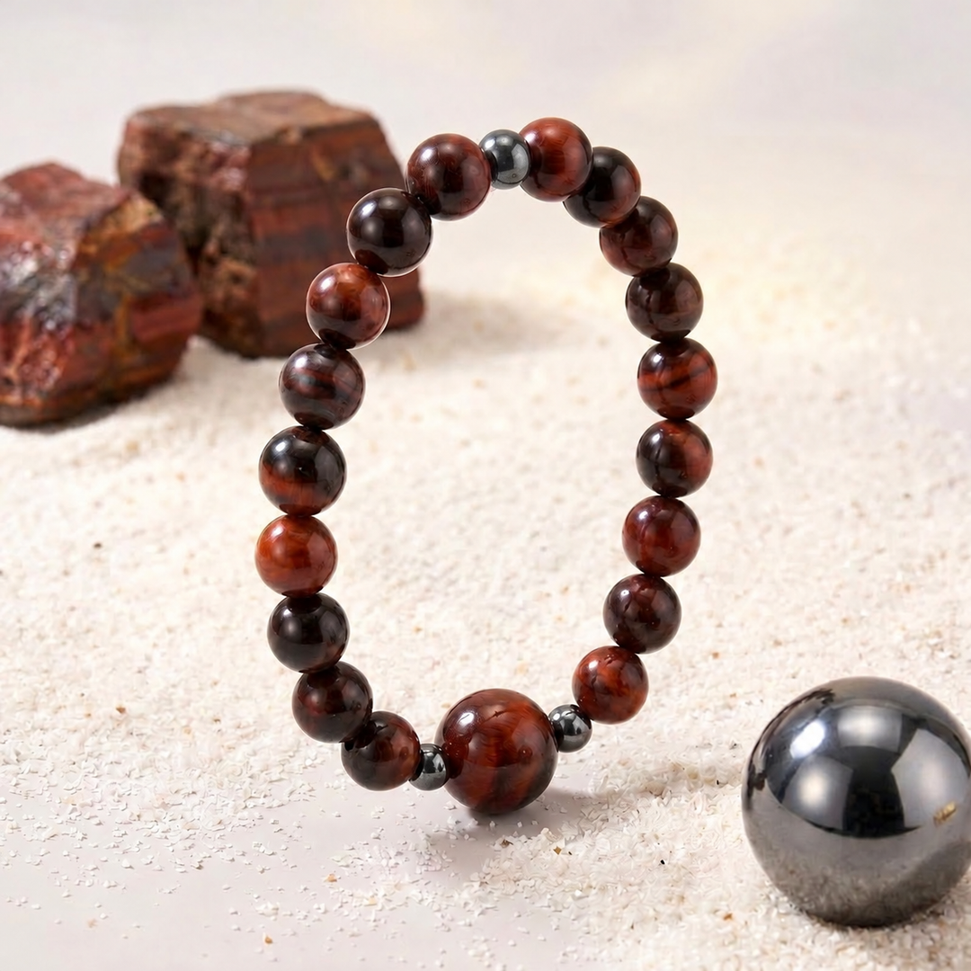 Red Tiger's Eye Bracelet: 8+12 mm