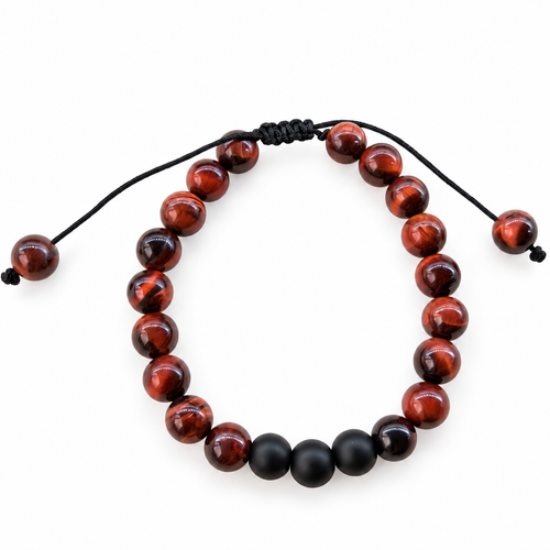 Red Tiger's Eye Bracelet: Adjustable Thread Woven
