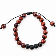 Red Tiger's Eye Bracelet: Adjustable Thread Woven