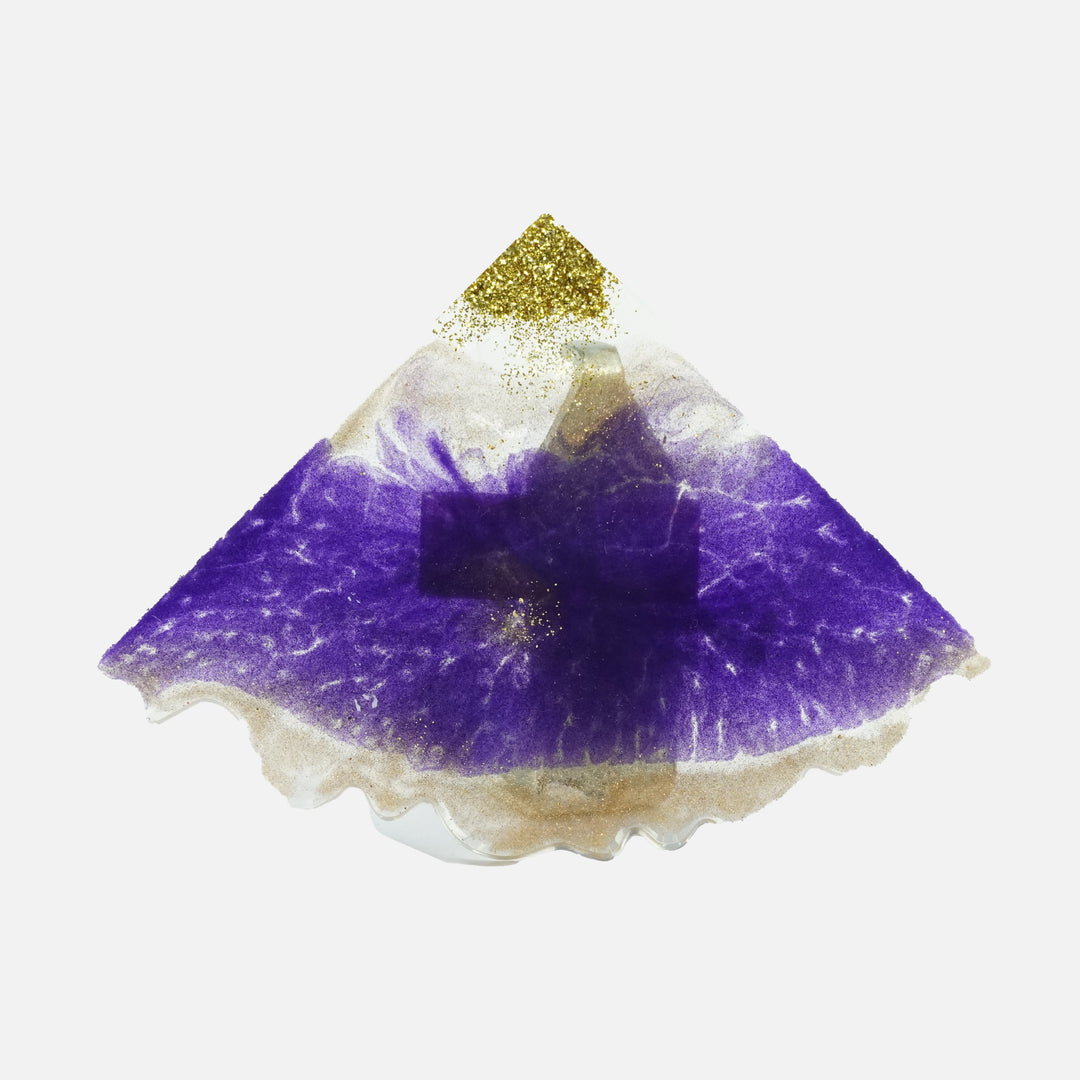 Regal Purple & Gold Triangular Crystal Holders