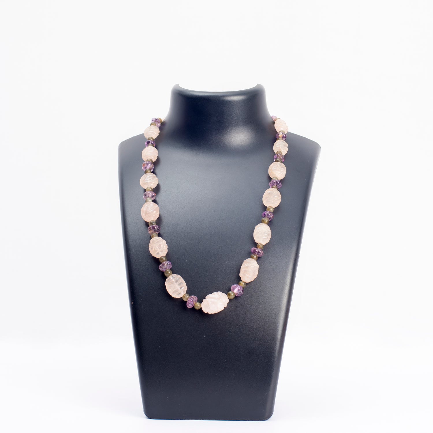 Rose Quartz, Amethyst and Labradorite Stones Necklace