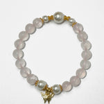 Load image into Gallery viewer, Rose Quartz &amp; Pearls Bracelet: Butterfly Charm
