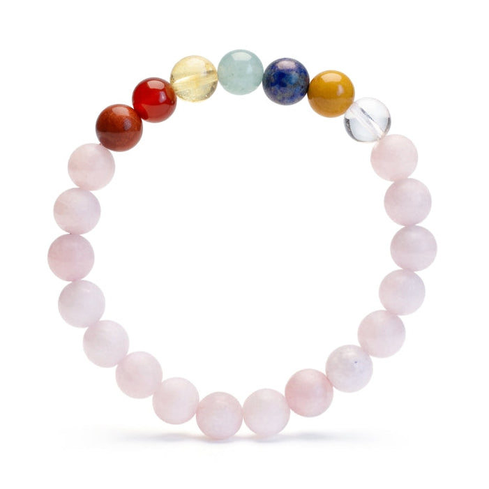 Rose Quartz 7 Chakra Healing Bracelet for Love & Balance