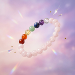 Load image into Gallery viewer, Rose Quartz with 7 Chakra Stone Bracelet