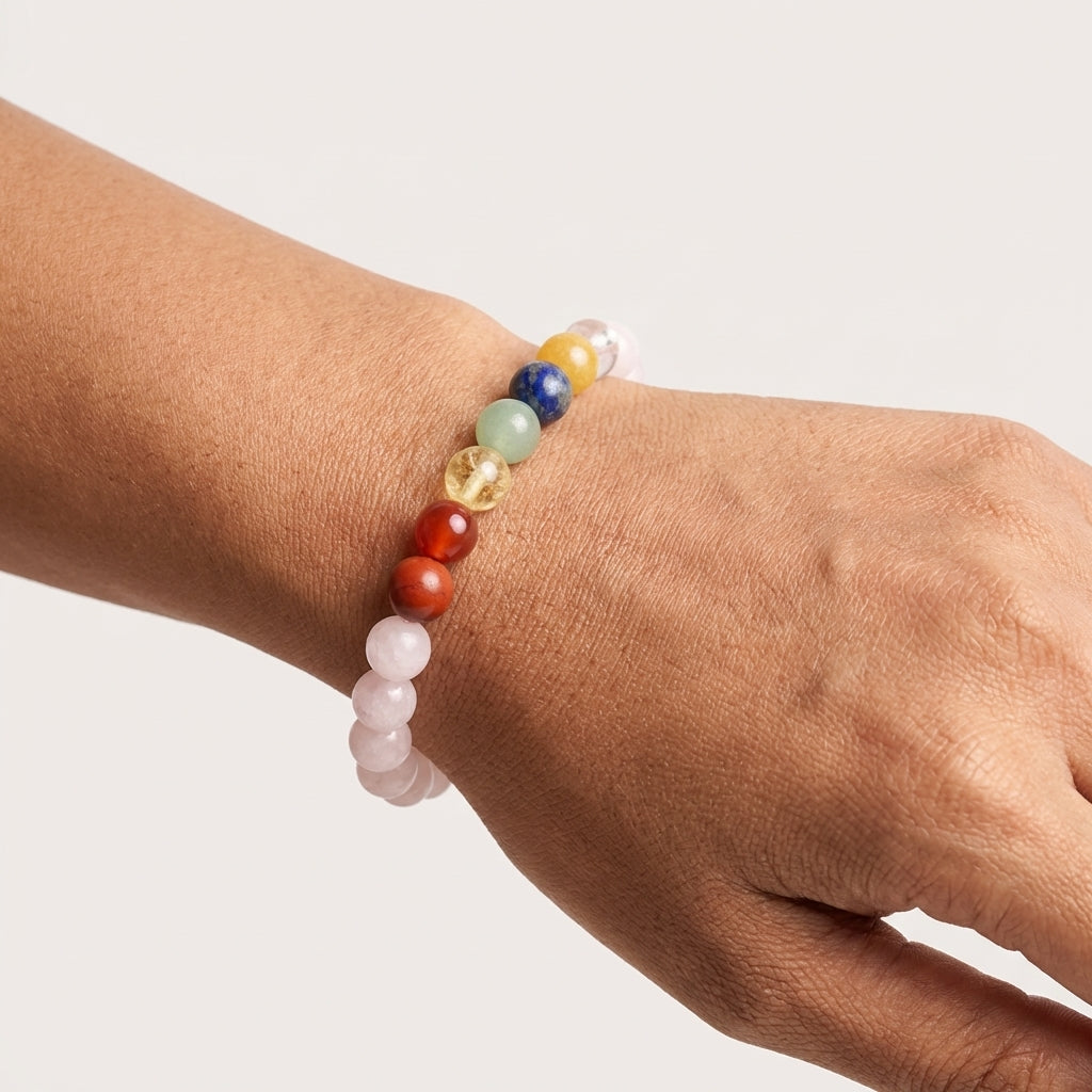 Rose Quartz 7 Chakra bracelet