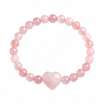 Load image into Gallery viewer, Rose Quartz Bracelet: Heart Stone