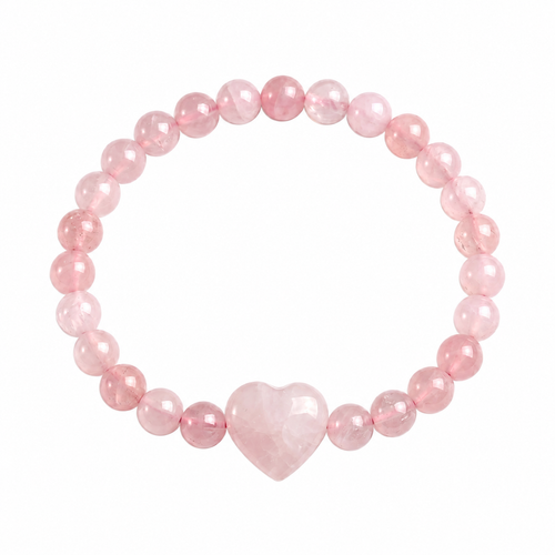 Rose Quartz Bracelet: Heart Stone