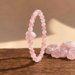 Load image into Gallery viewer, Rose Quartz Bracelet: Heart Stone