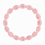 Rose Quartz Bracelet: Square & Round Beads