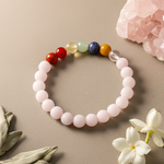Load image into Gallery viewer, Rose Quartz 7 Chakra Stone Bracelet