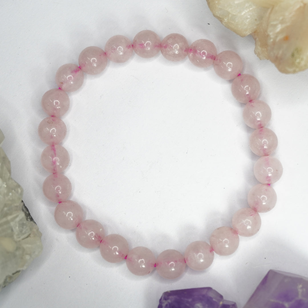 Rose Quartz Bracelet: Self Love - Round Beads 8mm