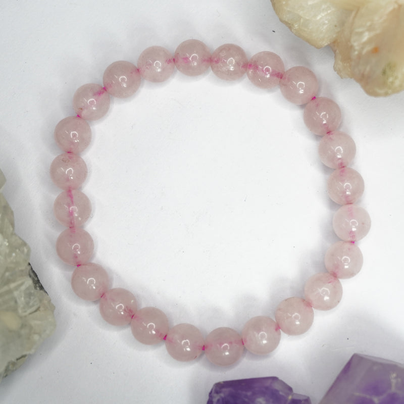 Rose Quartz Bracelet: Self Love - Round Beads 8mm