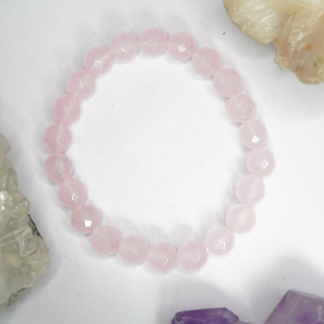 Rose Quartz Bracelet: Self Love - Round Cut Beads 8mm