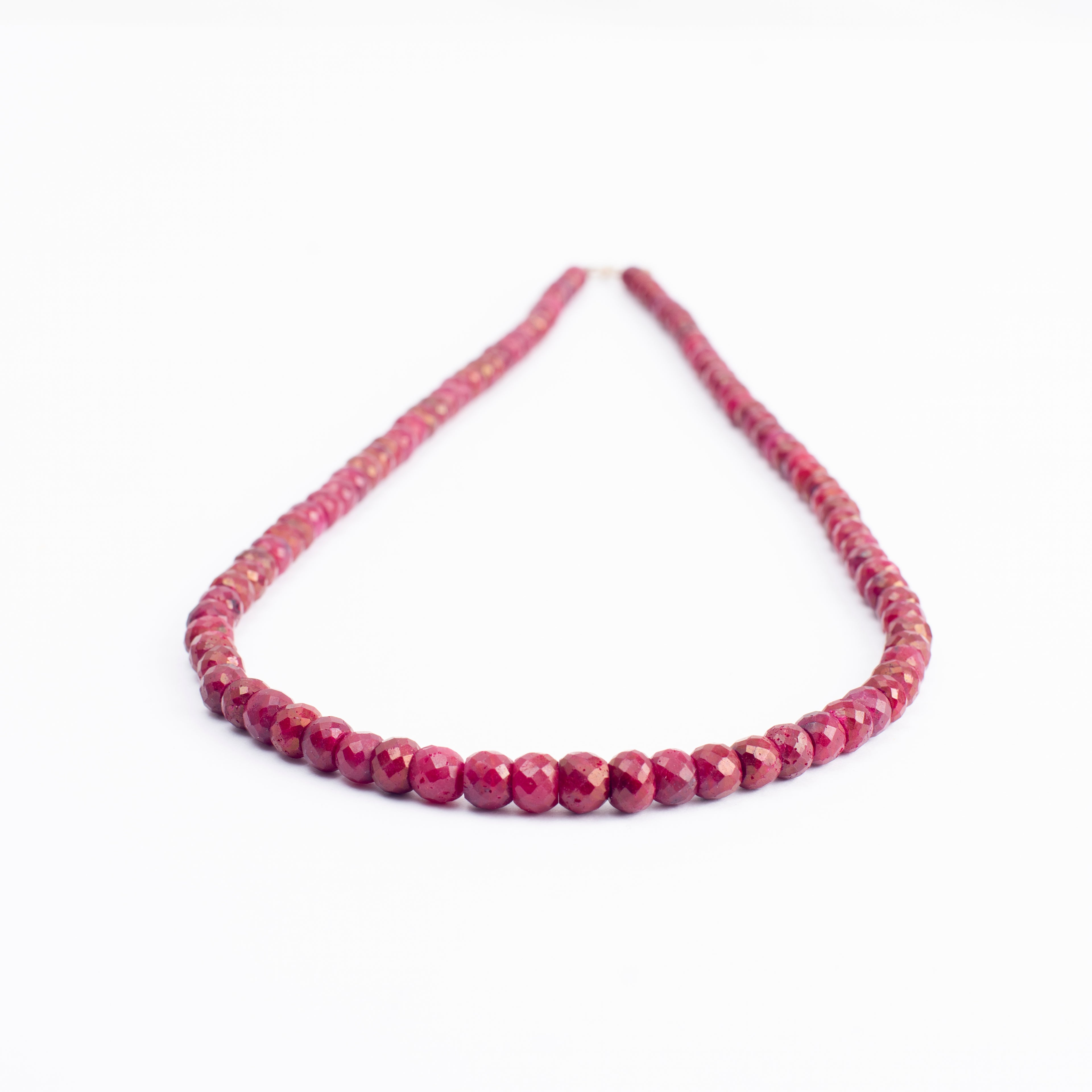 Ruby Oval Cut Beads Necklace