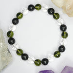 Shungite, Moldavite and Phenakite Bracelet