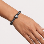 Load image into Gallery viewer, Silver Obsidian Bracelet: Heart Stone