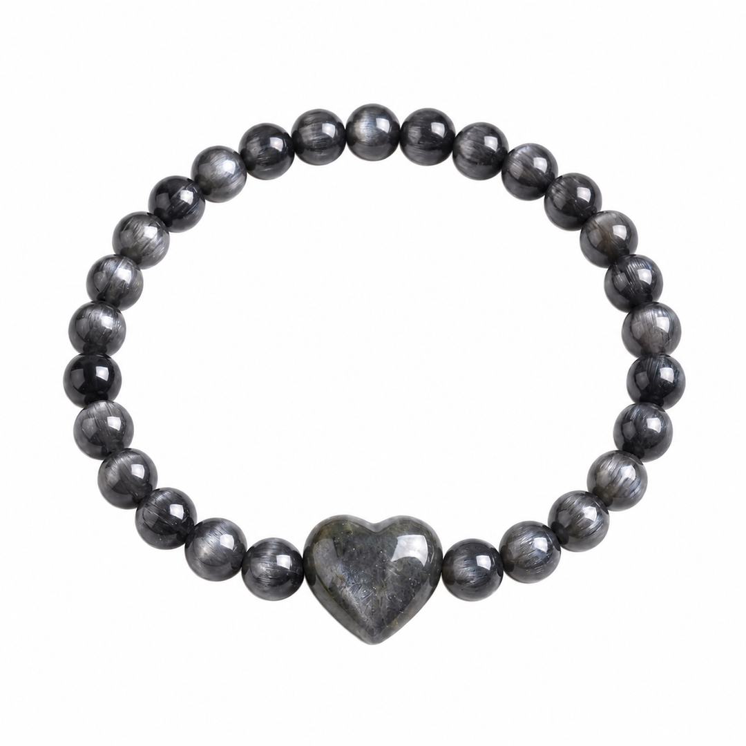 Silver Obsidian Bracelet: Heart Stone