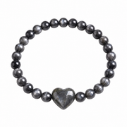 Silver Obsidian Bracelet: Heart Stone