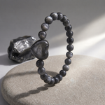 Load image into Gallery viewer, Silver Obsidian Bracelet: Heart Stone