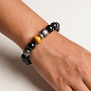 Silver Obsidian & Cat's Eye Bracelet