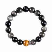 Silver Obsidian & Cat's Eye Bracelet