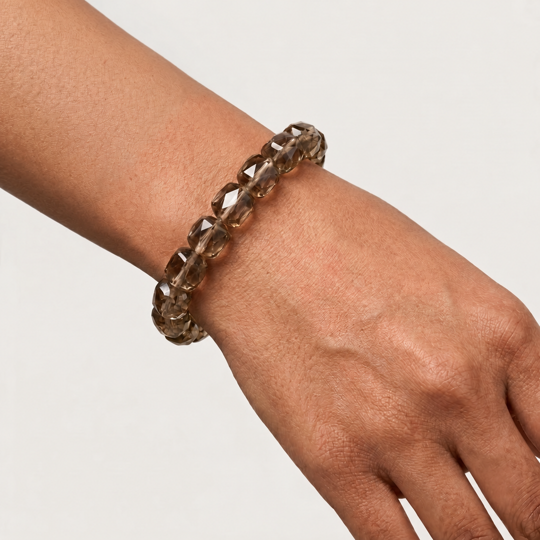 Smokey Quartz Bracelet: Wheel Cut