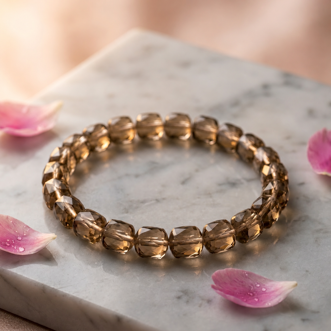Smokey Quartz Bracelet: Wheel Cut