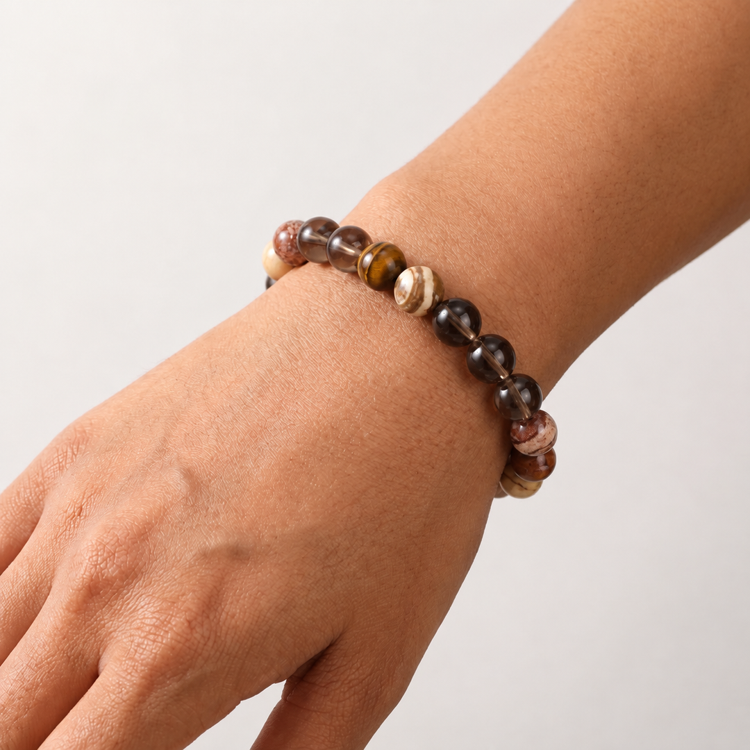 Smokey Quartz & Brown Agate Bracelet